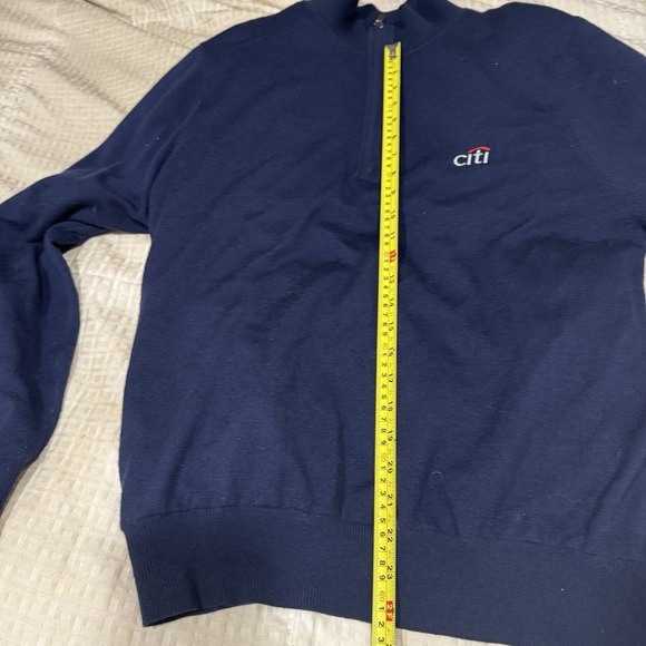 Fairway Green Citi Italian Merino Wool 1/4 Zip Sweatshirt Blue Navy Mens Medium - Picture 5 of 10